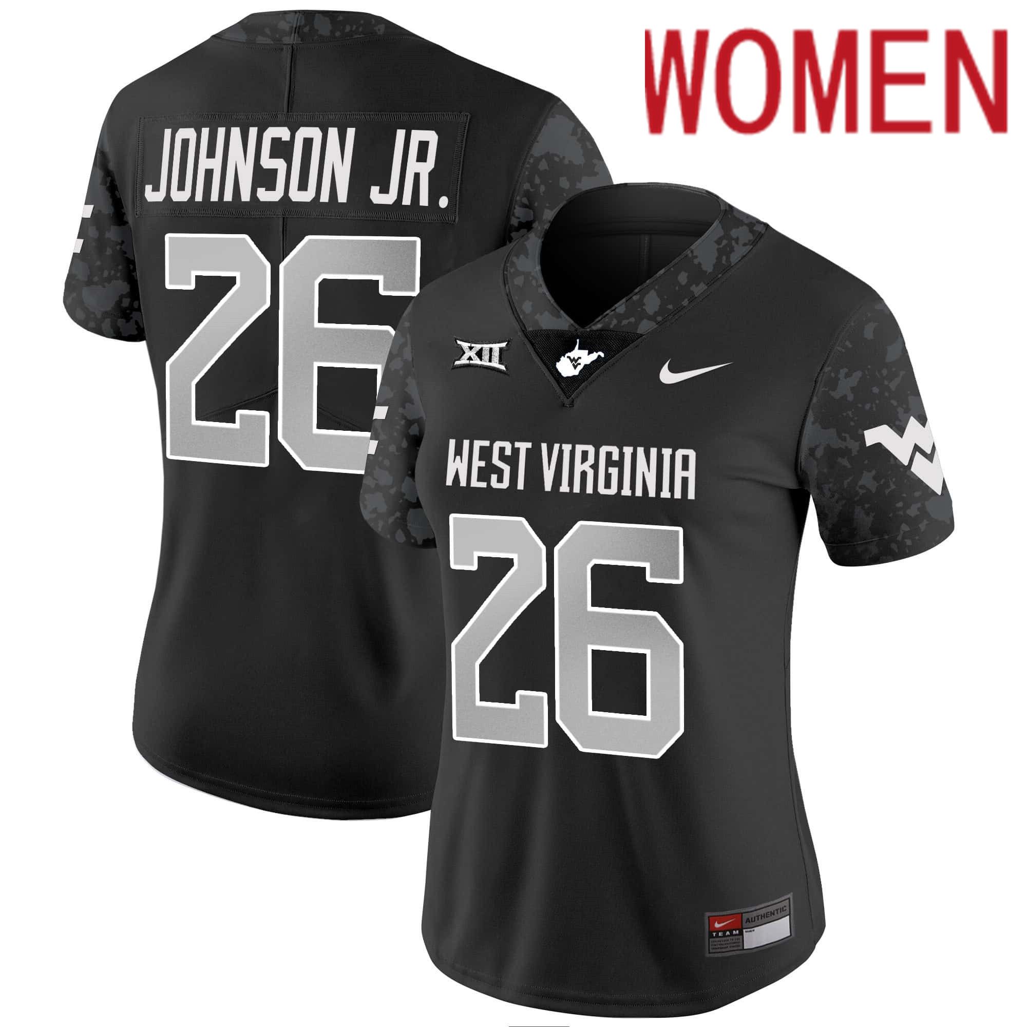 Women West Virginia Mountaineers #26 Johnson jr Black 2024 Nike Vapor Limited NCAA Jersey